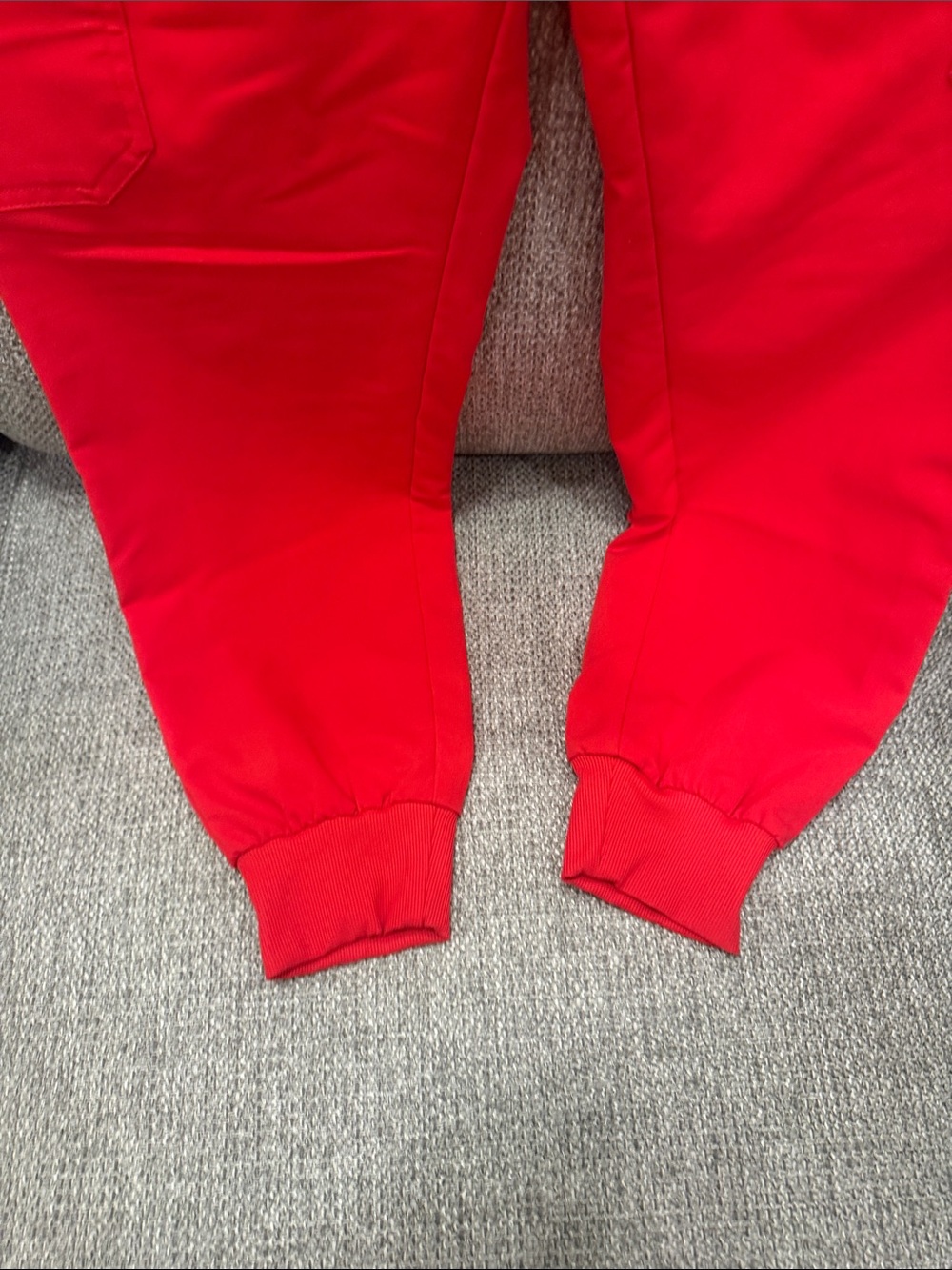 Women's Red Cargo Jogger Pants - Elastic Waist & Drawstring - Picture 4 of 8